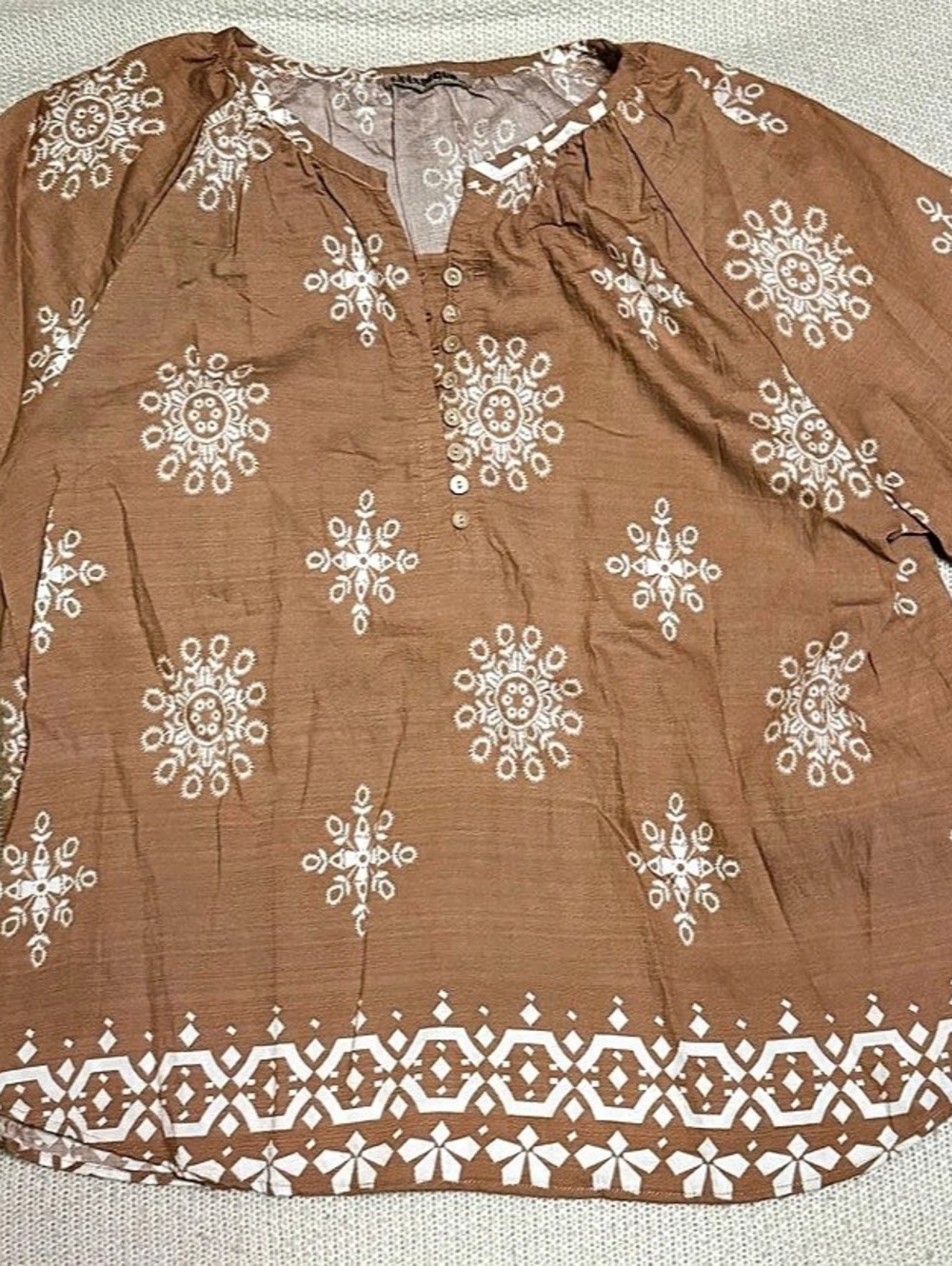 Women's Brown & White Printed Tunic